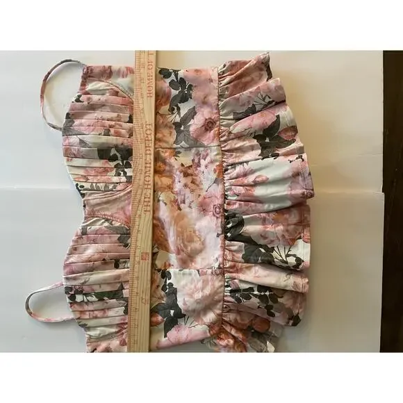 Express XL Pink Floral Cami Tank White Black Bold Flower Sleeveless Top - Picture 7 of 9